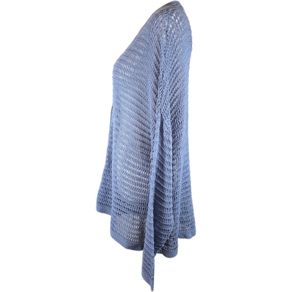 Max Studio London Size 3X Blue Lyocell Blend Open Crochet Button-Up Cardigan - Picture 6 of 10